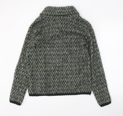 Moda Womens Green Collared Polyester Cardigan Jumper Size 14 - Snap Closure