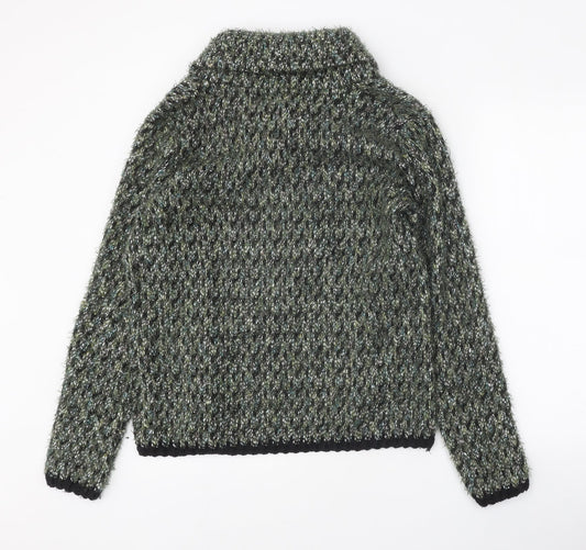 Moda Womens Green Collared Polyester Cardigan Jumper Size 14 - Snap Closure