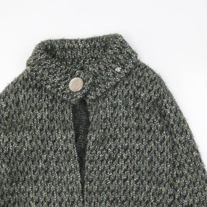 Moda Womens Green Collared Polyester Cardigan Jumper Size 14 - Snap Closure