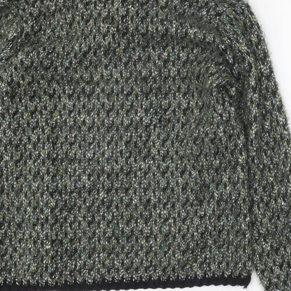 Moda Womens Green Collared Polyester Cardigan Jumper Size 14 - Snap Closure