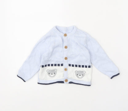 Nutmeg Baby Blue 100% Cotton Cardigan Jumper Size 3-6 Months Button