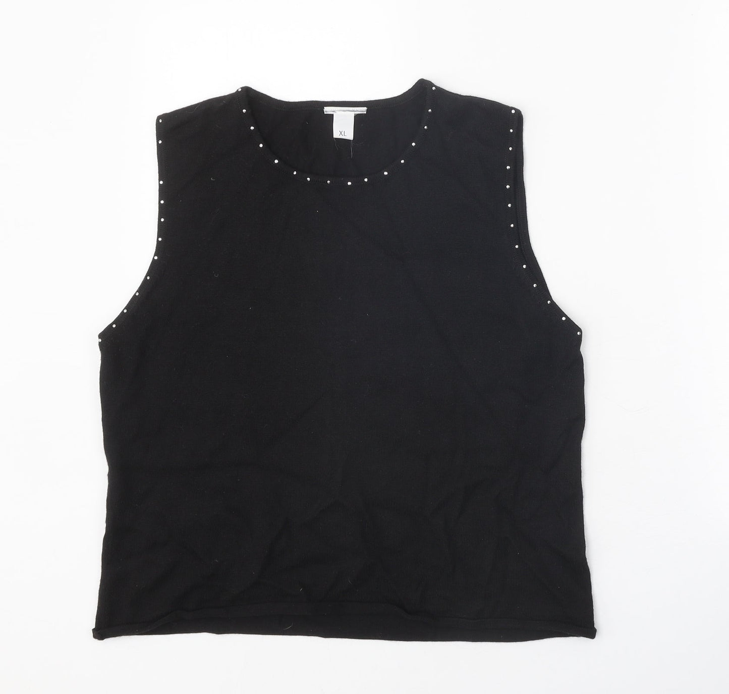 Womens UK Size XL Preworn Black Vest Jumper