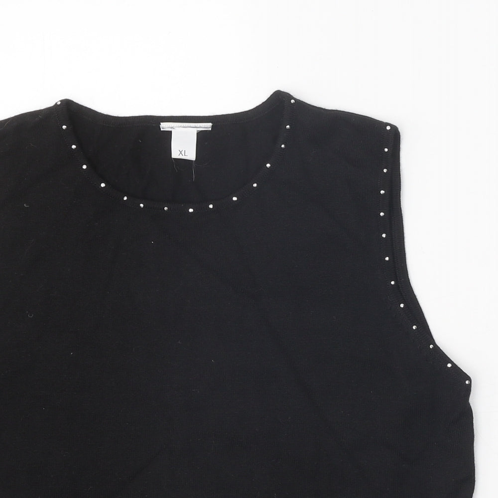 Womens UK Size XL Preworn Black Vest Jumper