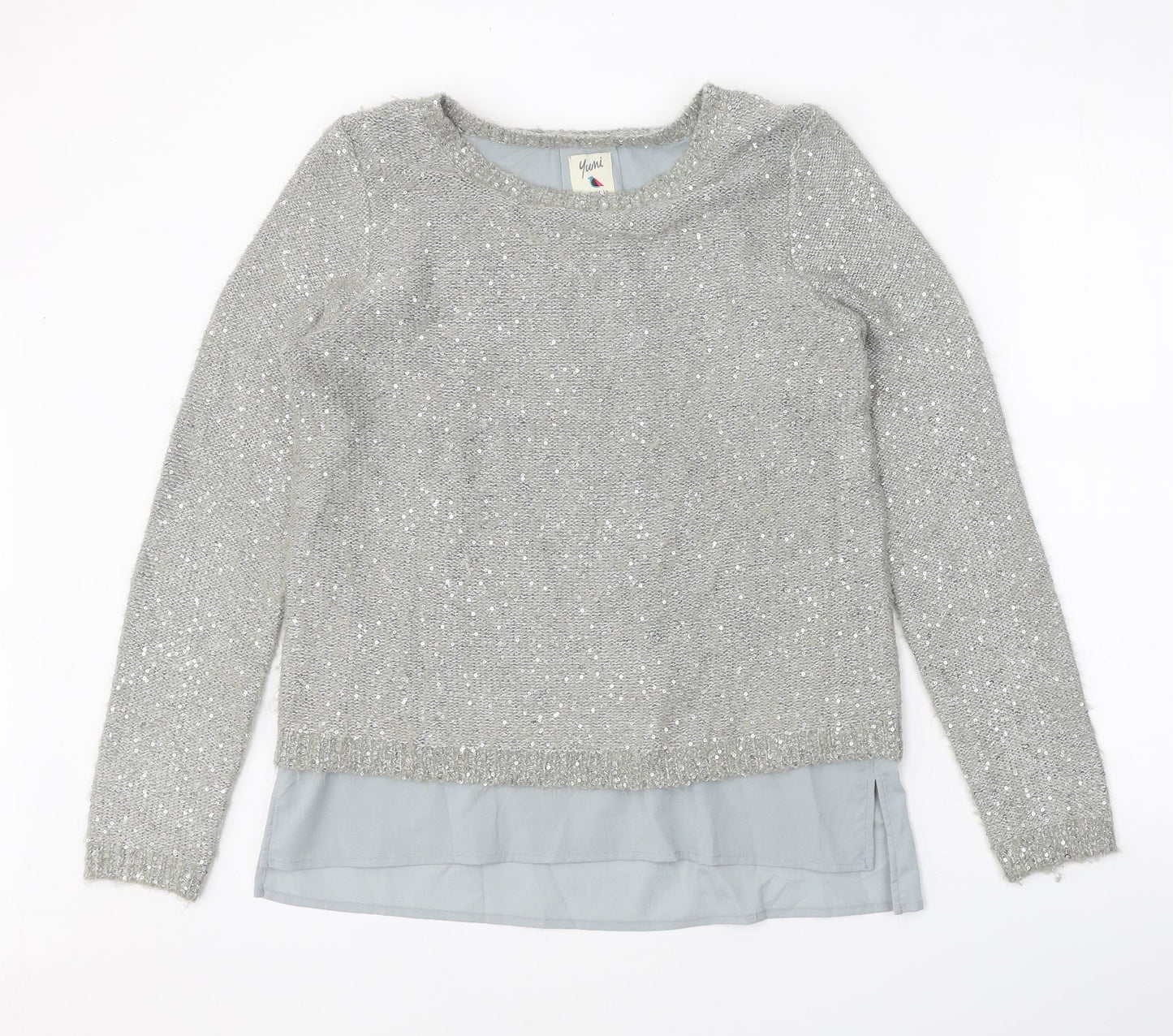 Womens UK Size S Yumi Grey Pullover Jumper