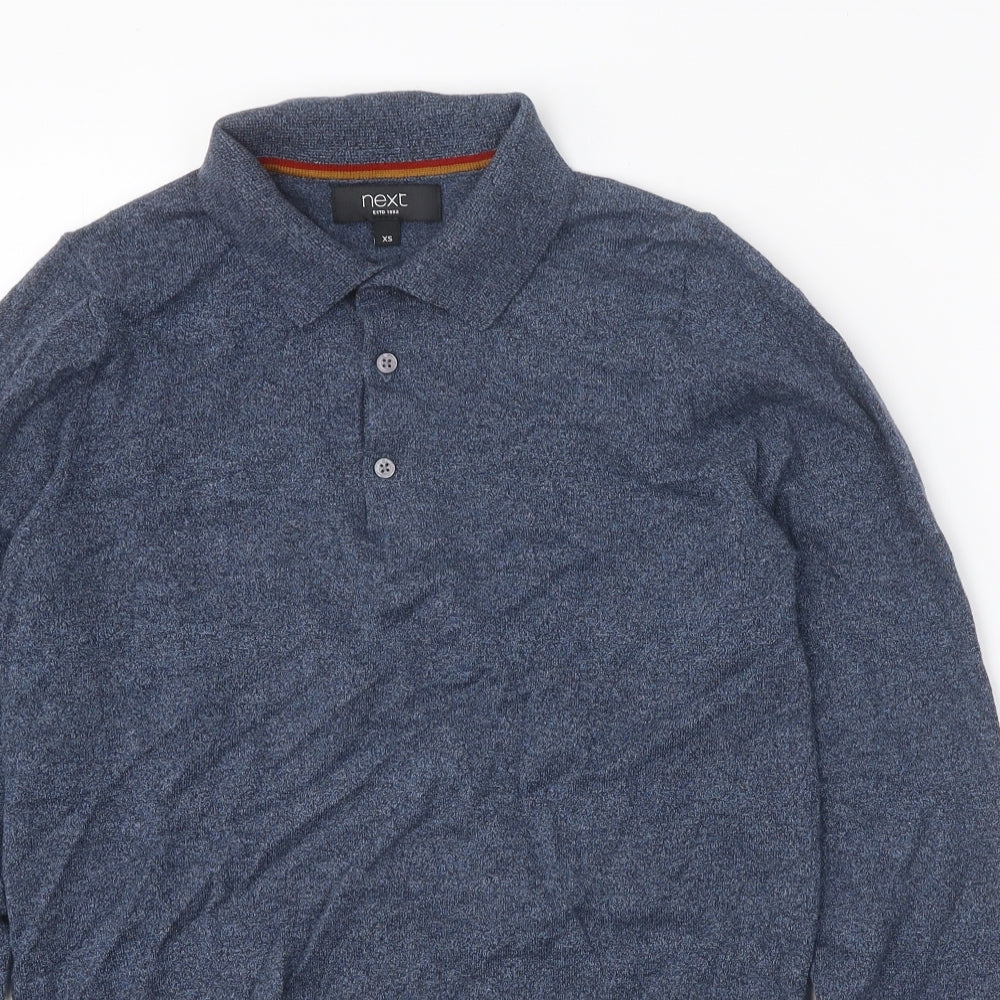 NEXT Mens Blue Cotton Polo Size XS Collared Button