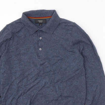 NEXT Mens Blue Cotton Polo Size XS Collared Button