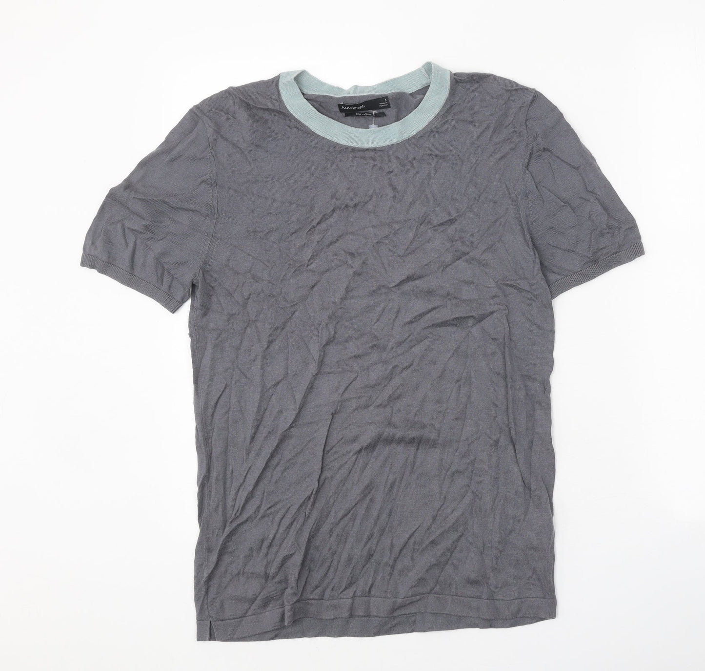 Autograph Womens Grey Scoop Neck Cotton Pullover Jumper Size S