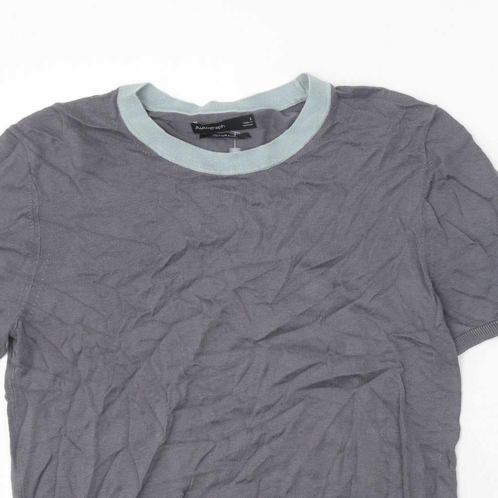 Autograph Womens Grey Scoop Neck Cotton Pullover Jumper Size S