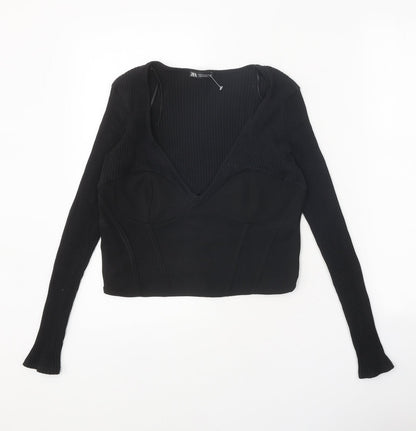 Womens UK Size M Zara Black Basic Tank