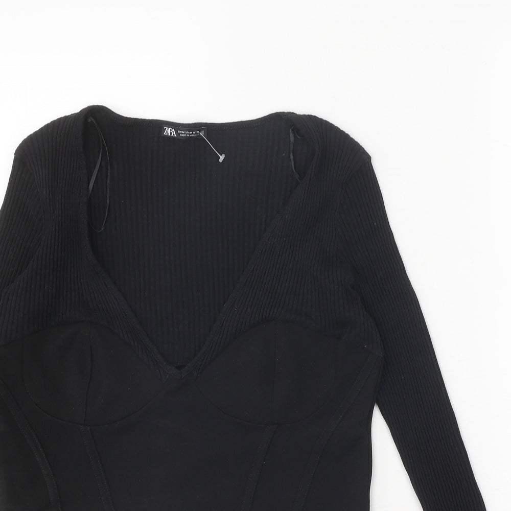 Womens UK Size M Zara Black Basic Tank