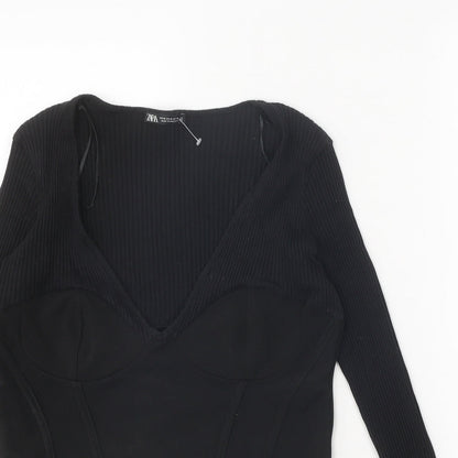 Womens UK Size M Zara Black Basic Tank