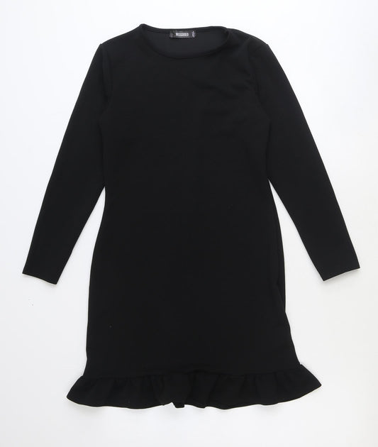Missguided Womens Black Polyester Mini Size 10 Round Neck Pullover
