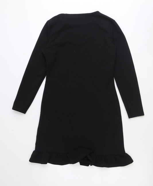 Missguided Womens Black Polyester Mini Size 10 Round Neck Pullover
