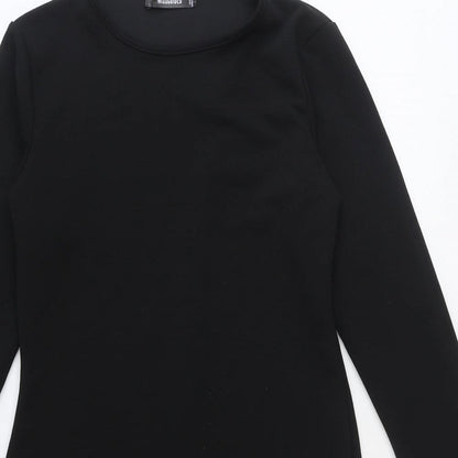 Missguided Womens Black Polyester Mini Size 10 Round Neck Pullover