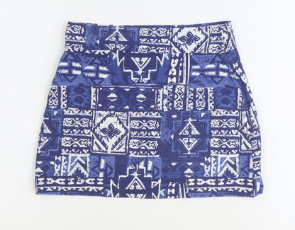 Hollister Womens Blue Geometric Cotton Bandage Skirt Size S