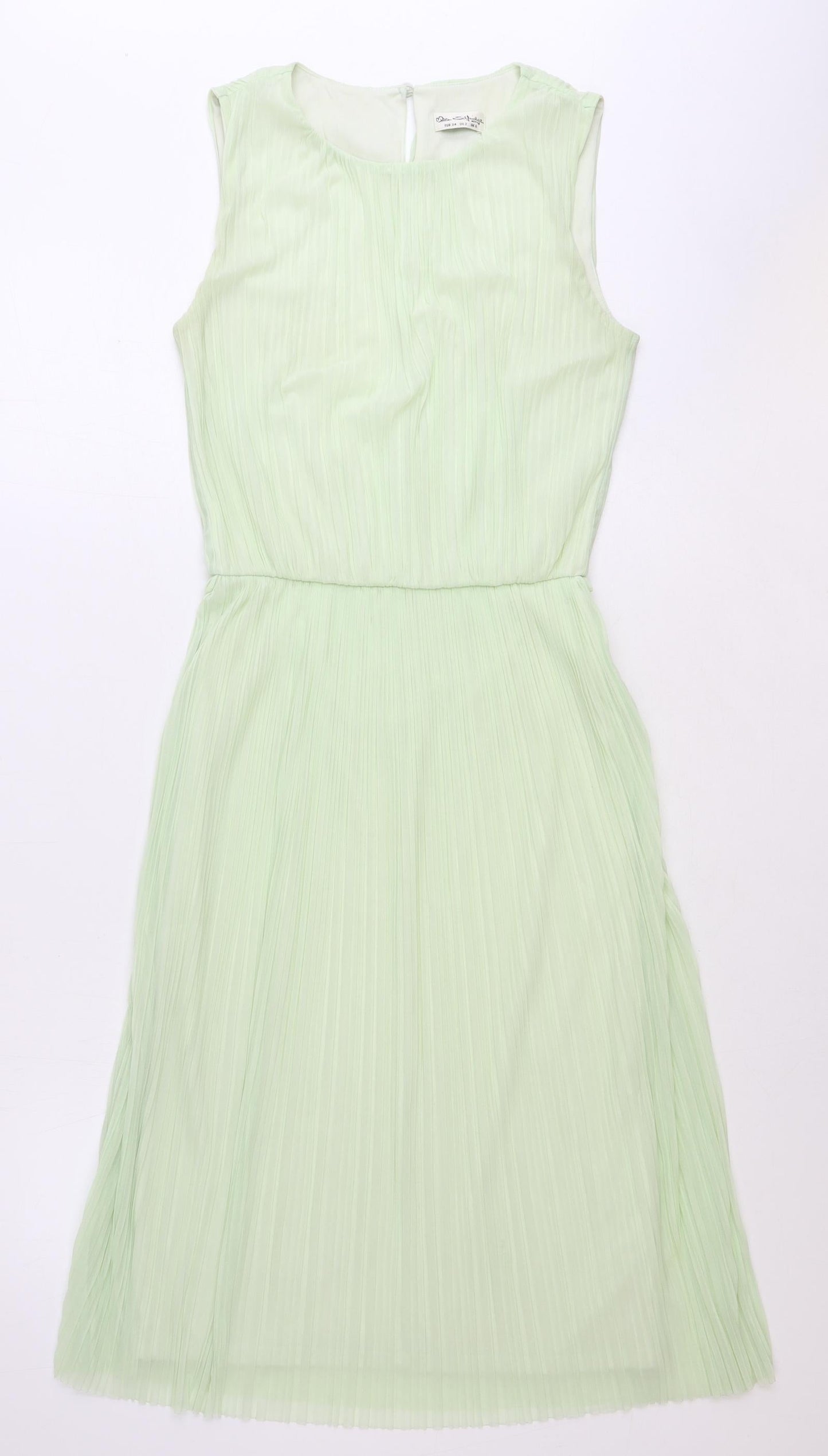 Miss Selfridge Womens Green Polyester Fit & Flare Size 6 Boat Neck Button