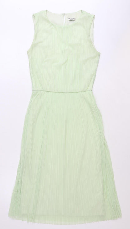 Miss Selfridge Womens Green Polyester Fit & Flare Size 6 Boat Neck Button