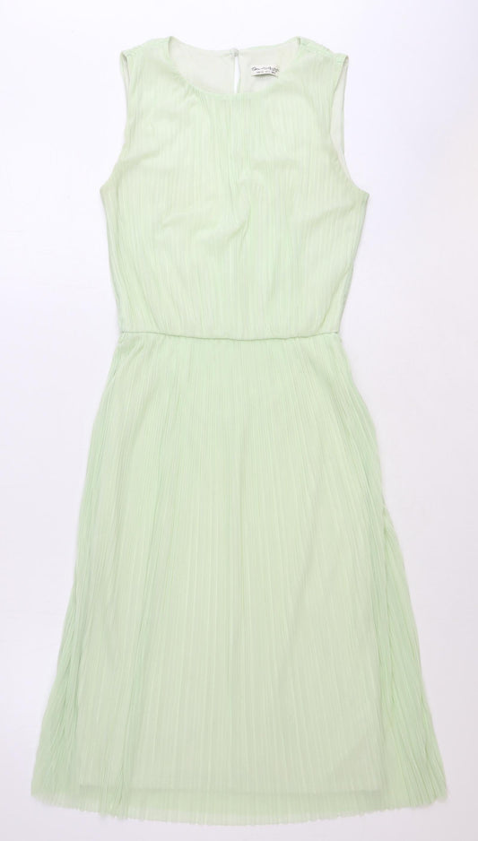 Miss Selfridge Womens Green Polyester Fit & Flare Size 6 Boat Neck Button