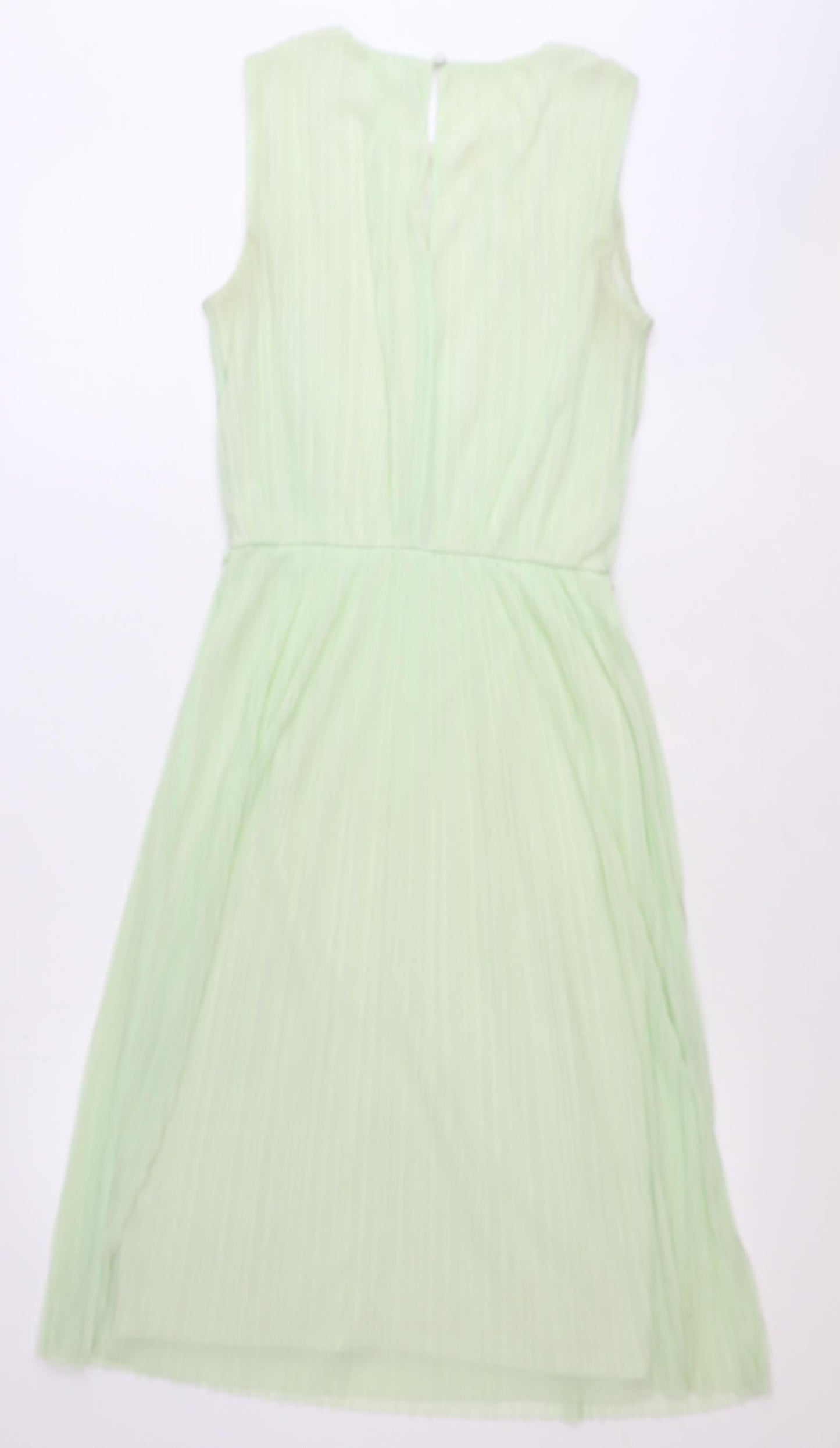 Miss Selfridge Womens Green Polyester Fit & Flare Size 6 Boat Neck Button