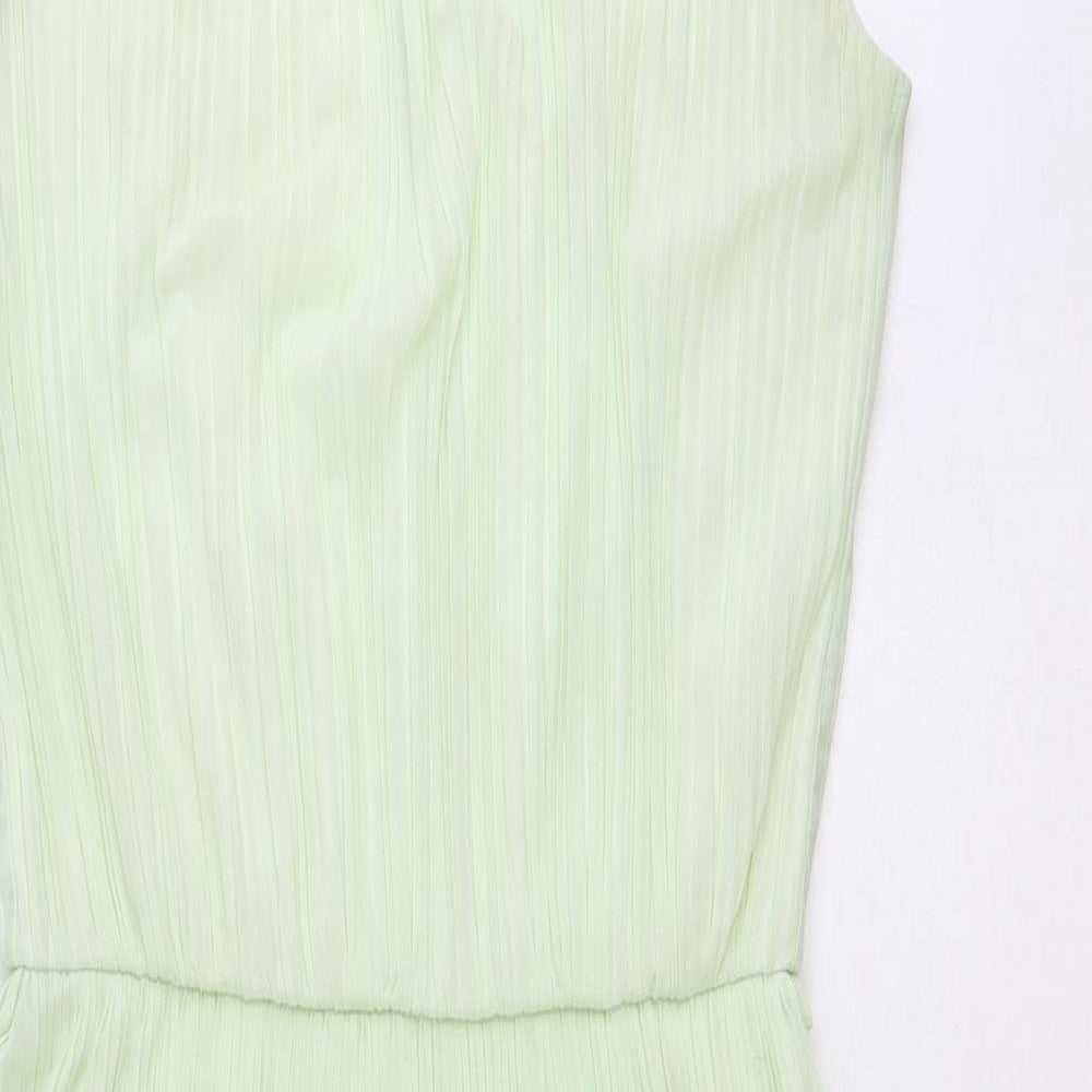 Miss Selfridge Womens Green Polyester Fit & Flare Size 6 Boat Neck Button