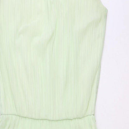 Miss Selfridge Womens Green Polyester Fit & Flare Size 6 Boat Neck Button