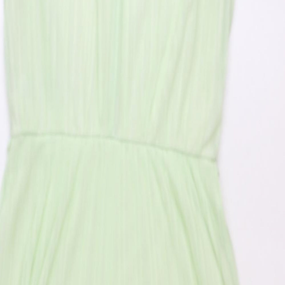 Miss Selfridge Womens Green Polyester Fit & Flare Size 6 Boat Neck Button