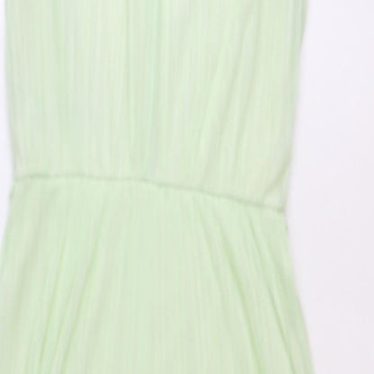 Miss Selfridge Womens Green Polyester Fit & Flare Size 6 Boat Neck Button