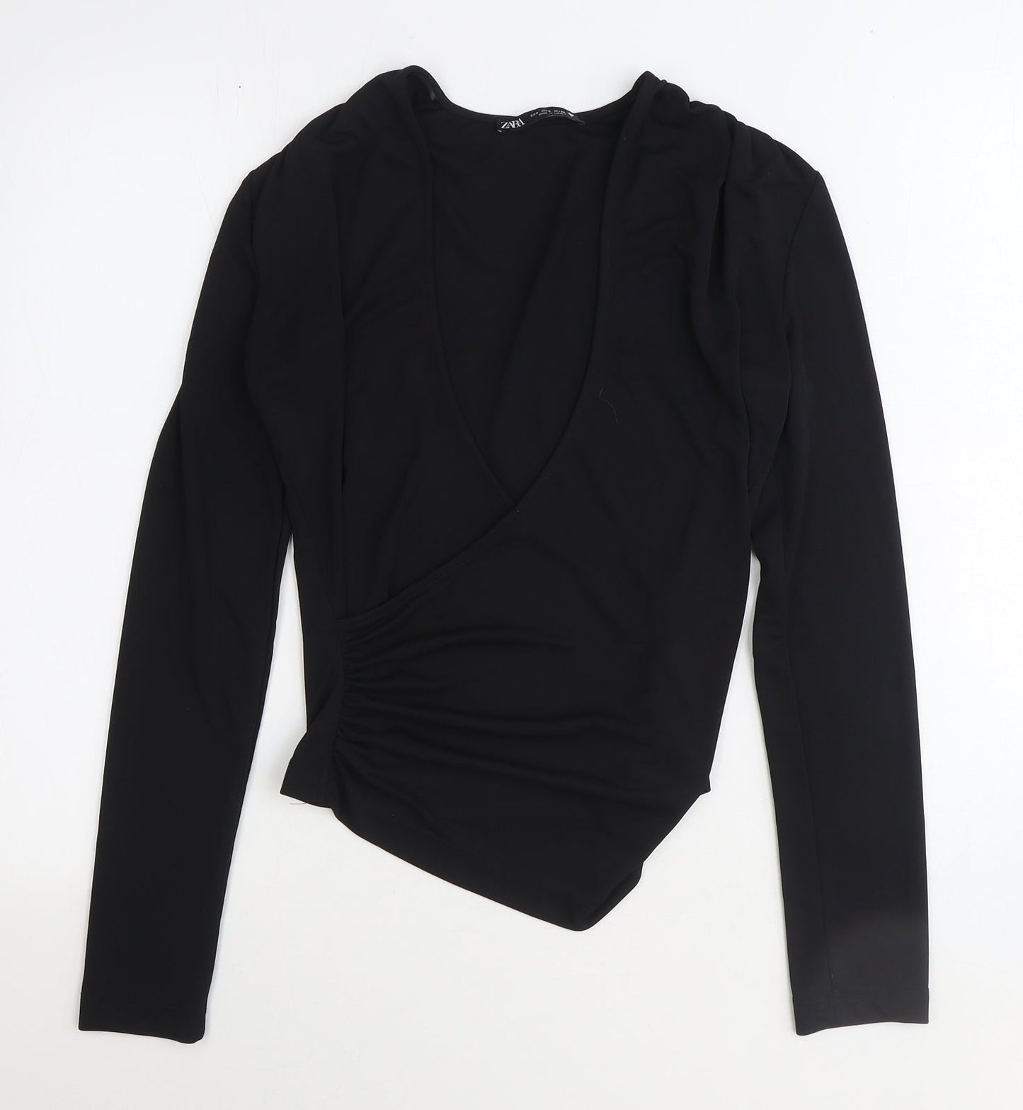 Womens UK Size S Zara Black Basic Blouse