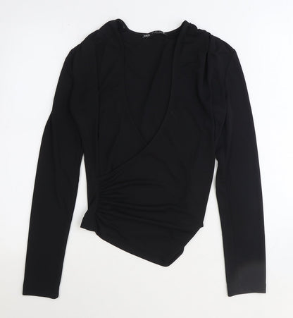 Womens UK Size S Zara Black Basic Blouse