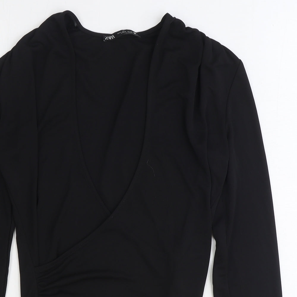 Womens UK Size S Zara Black Basic Blouse