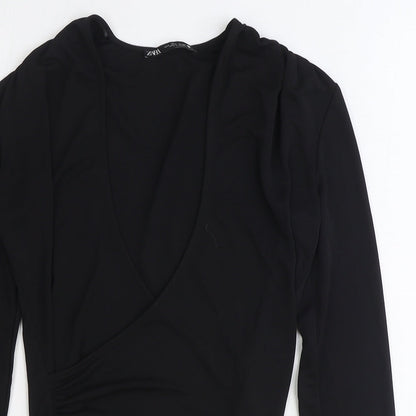 Womens UK Size S Zara Black Basic Blouse