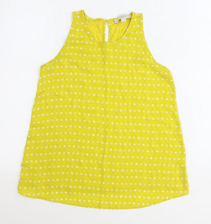 LOFT Womens Yellow Geometric Polyester Basic Tank Size 2XS Scoop Neck