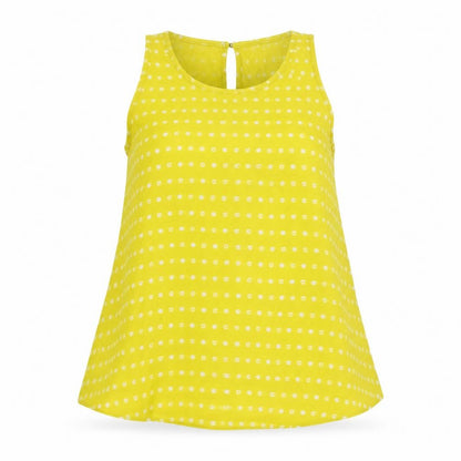 LOFT Womens Yellow Geometric Polyester Basic Tank Size 2XS Scoop Neck