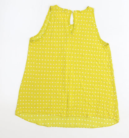 LOFT Womens Yellow Geometric Polyester Basic Tank Size 2XS Scoop Neck