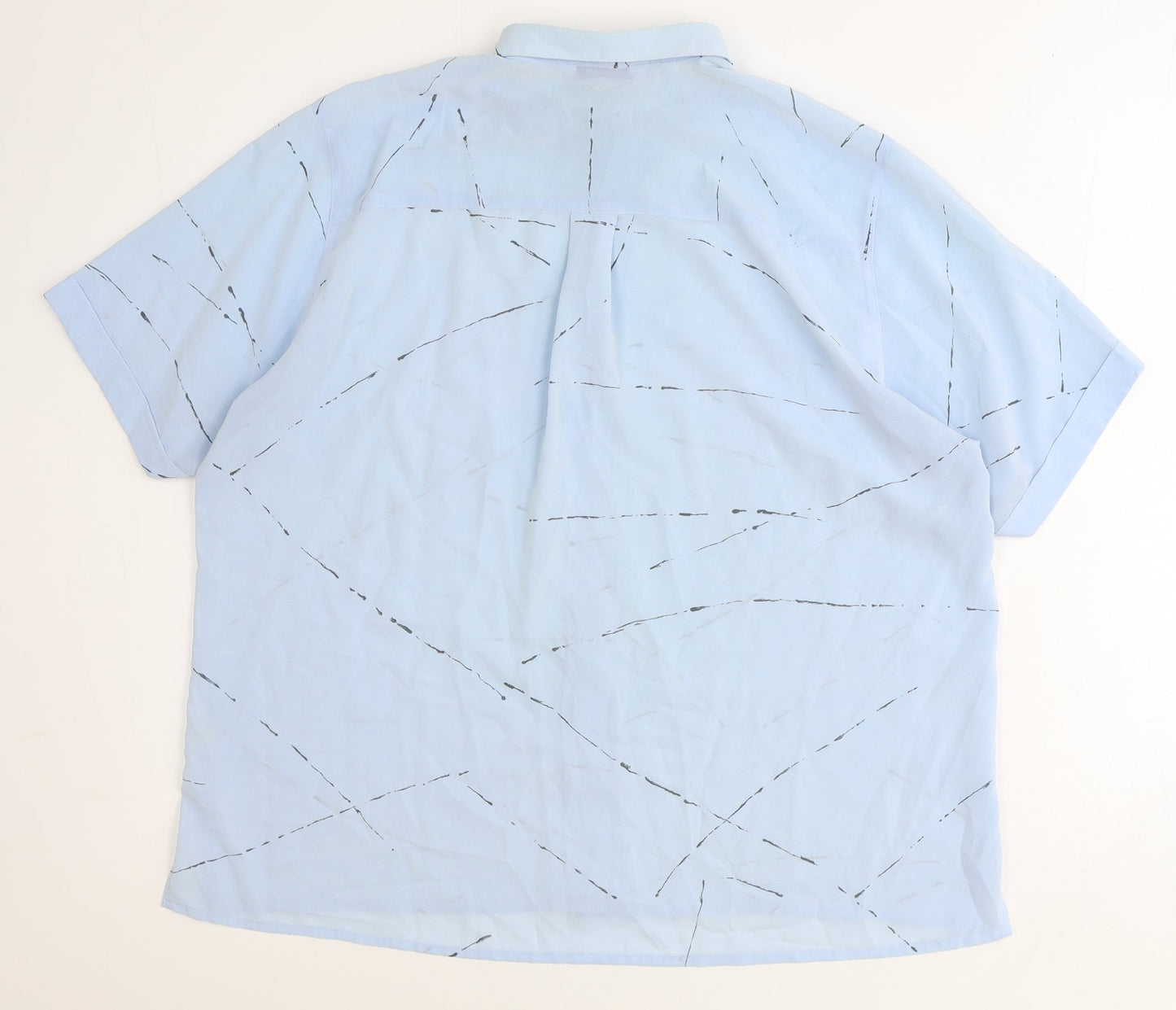 La Kerko Womens Blue Geometric Polyester Basic Button-Up Size 12 Collared
