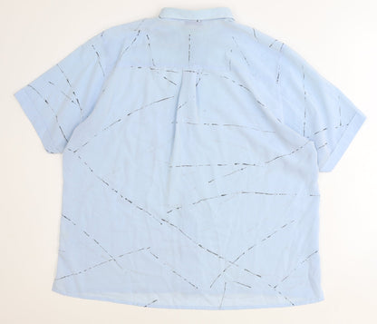 La Kerko Womens Blue Geometric Polyester Basic Button-Up Size 12 Collared