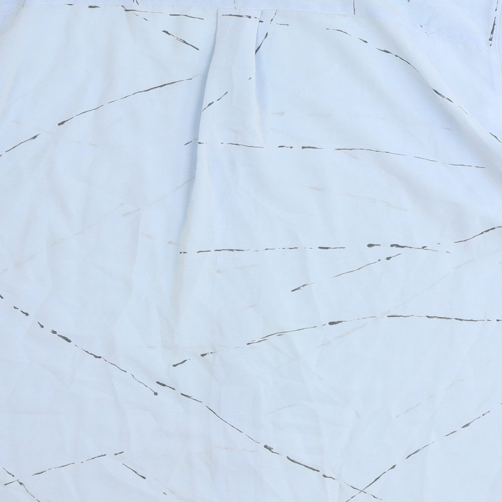La Kerko Womens Blue Geometric Polyester Basic Button-Up Size 12 Collared