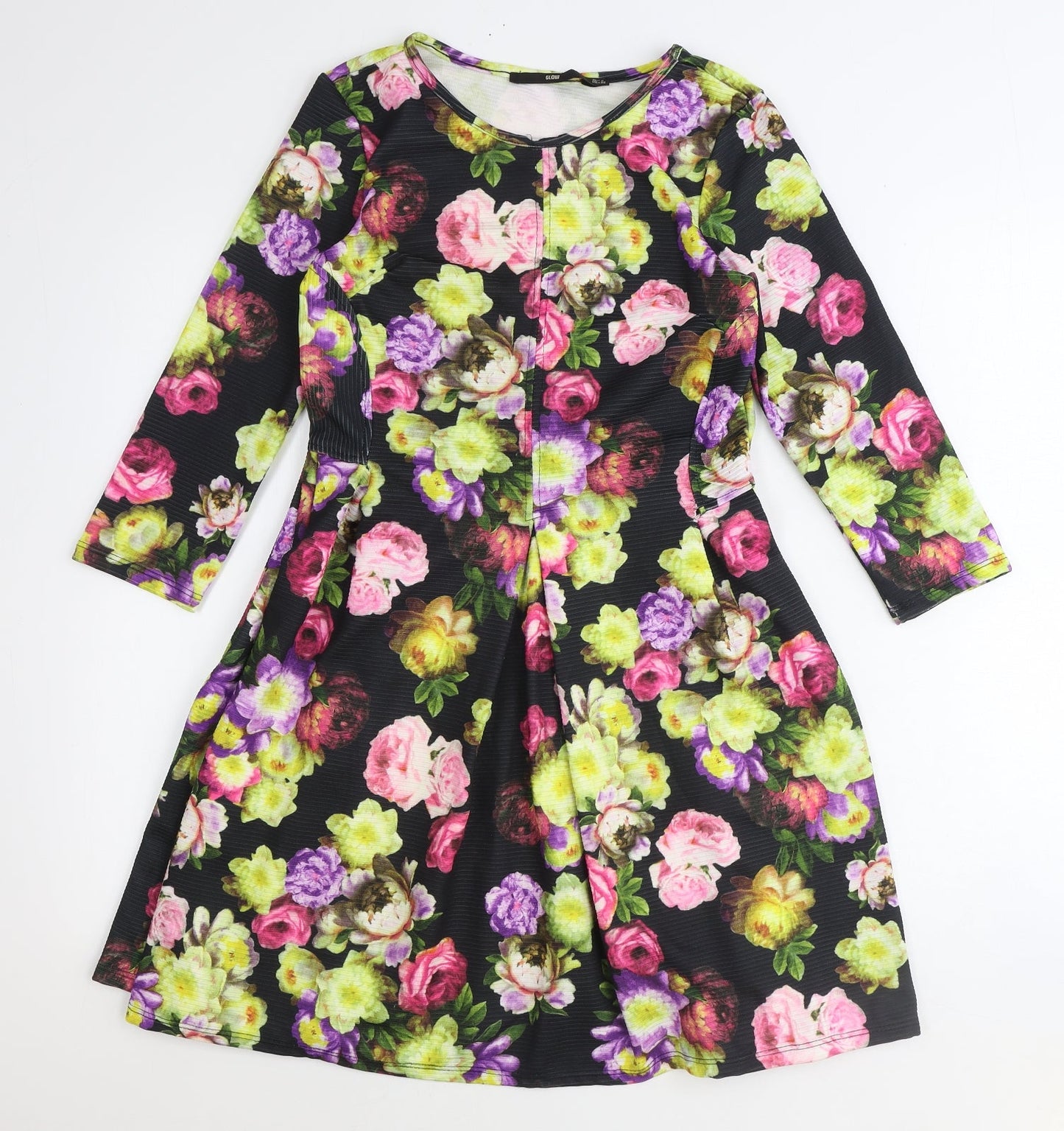 Glow Womens Multicoloured Floral Polyester A-Line Size L Round Neck Pullover