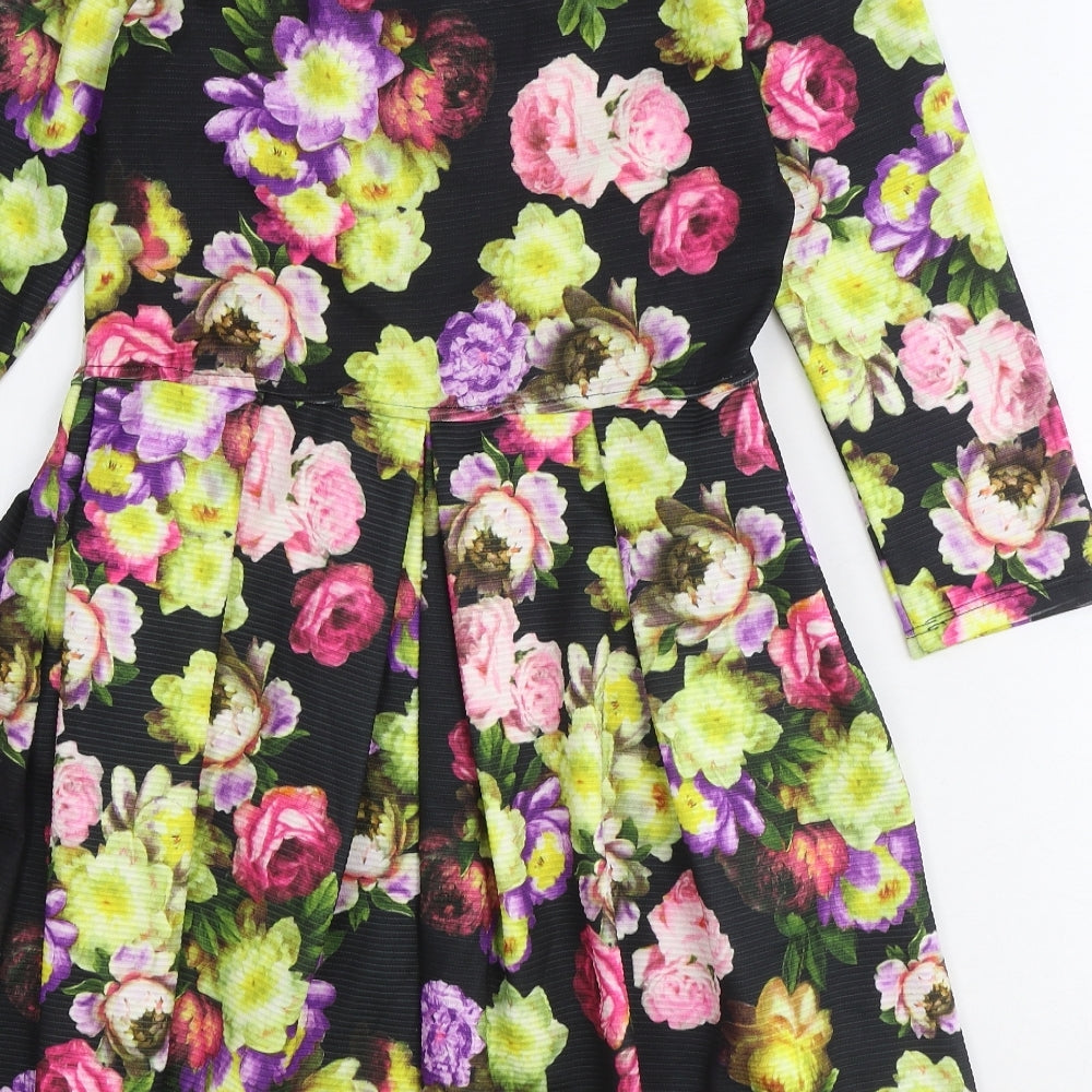 Glow Womens Multicoloured Floral Polyester A-Line Size L Round Neck Pullover