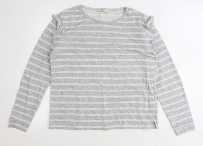 Papaya Womens Silver Striped Cotton Pullover Sweatshirt Size L Pullover