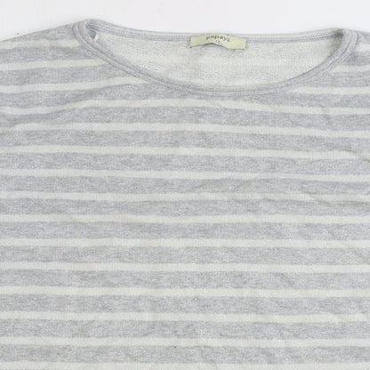 Papaya Womens Silver Striped Cotton Pullover Sweatshirt Size L Pullover
