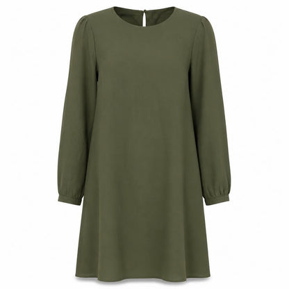 New Look Womens Green Polyester Shift Size 12 Round Neck Button