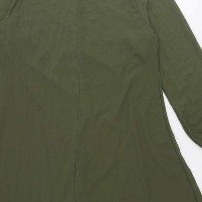 New Look Womens Green Polyester Shift Size 12 Round Neck Button