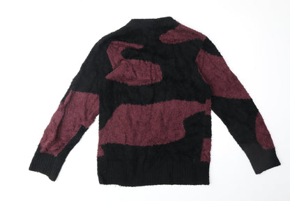 Nudie Jeans Co Womens Black Round Neck Geometric Cotton Pullover Jumper Size XS