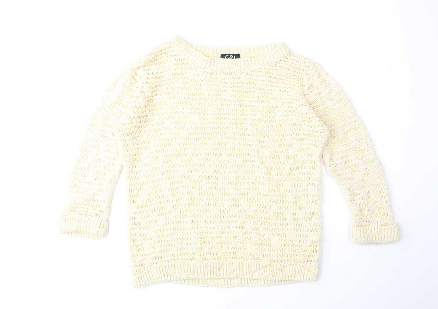 George Womens Yellow Round Neck Acrylic Pullover Jumper Size 10