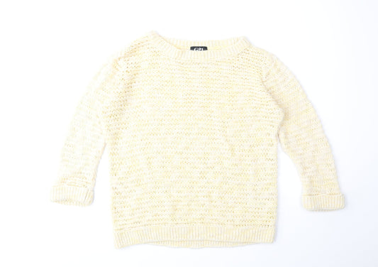 George Womens Yellow Round Neck Acrylic Pullover Jumper Size 10