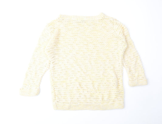 George Womens Yellow Round Neck Acrylic Pullover Jumper Size 10