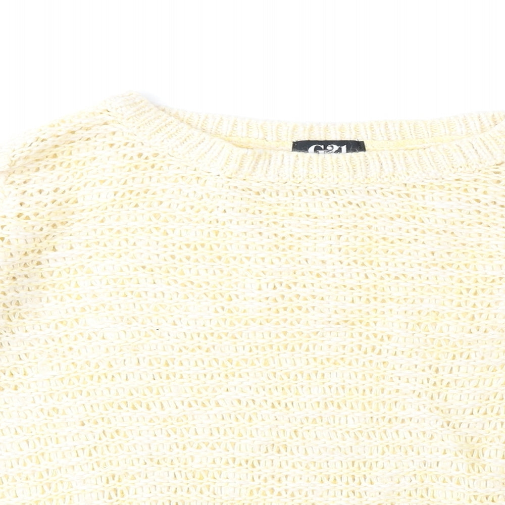 George Womens Yellow Round Neck Acrylic Pullover Jumper Size 10