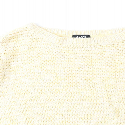 George Womens Yellow Round Neck Acrylic Pullover Jumper Size 10