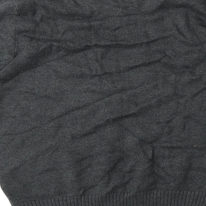 Maine Mens Grey V-Neck Cotton Pullover Jumper Size M